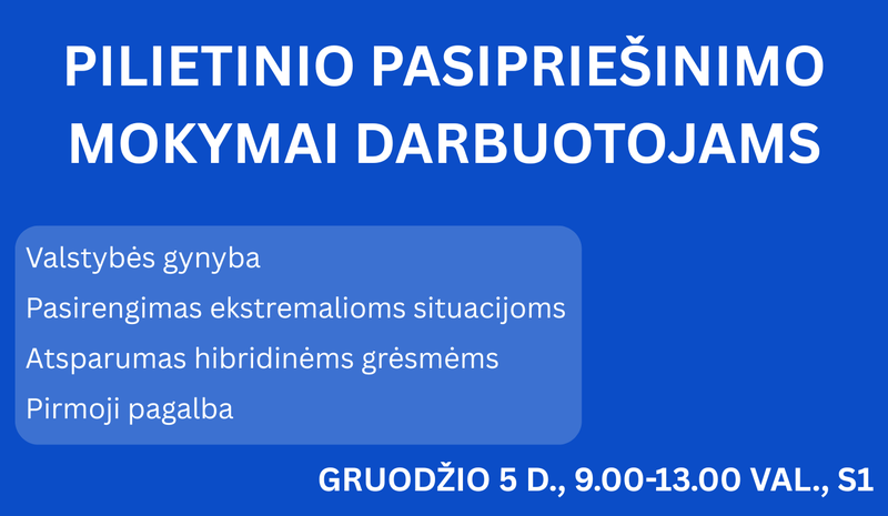 Valstybės gynimo, pasirengimo ekstremalioms situacijoms ir pirmosios pagalbos mokymai – jau rytoj